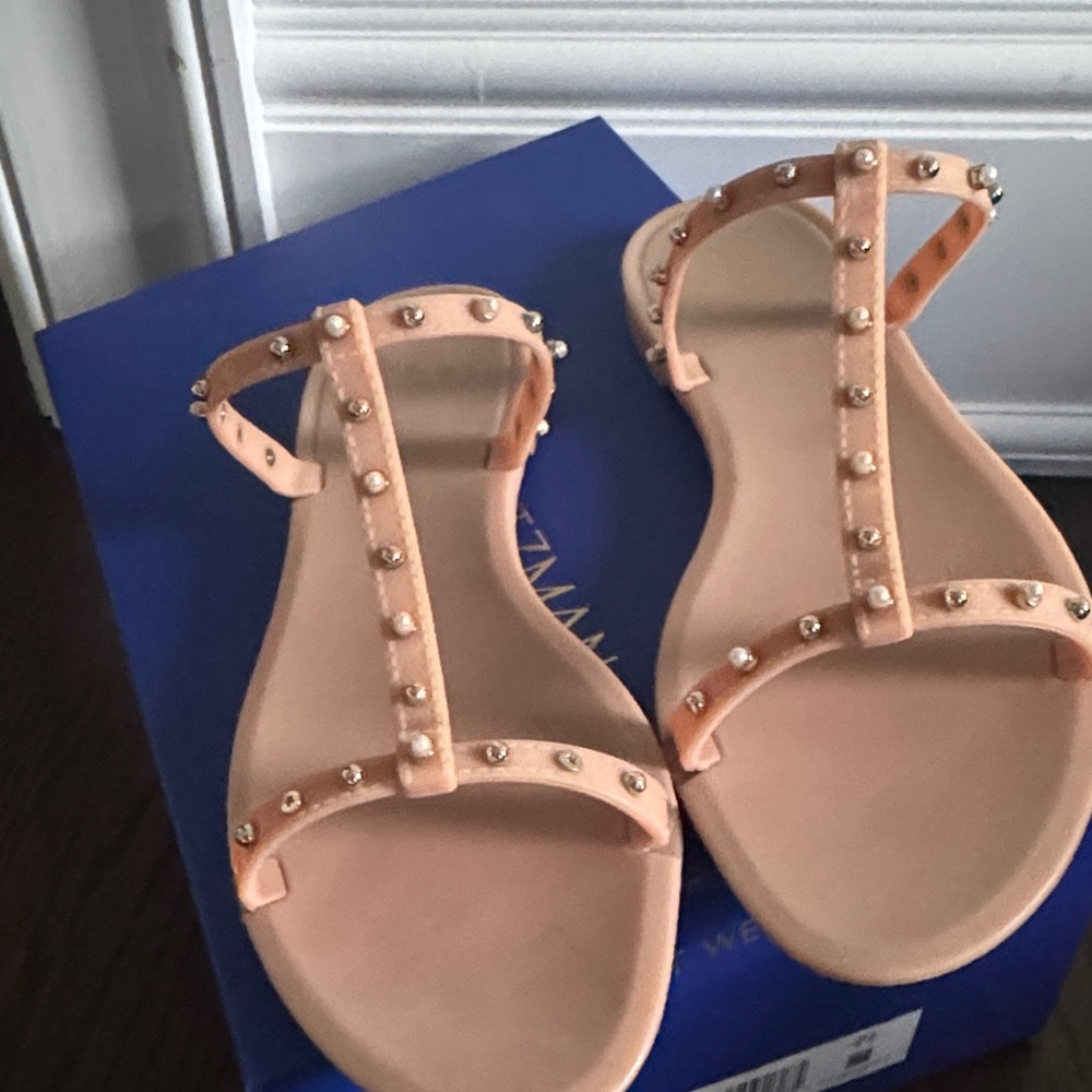 Stuart Weitzman Peach studded Jelly Studded Sandals - with original box